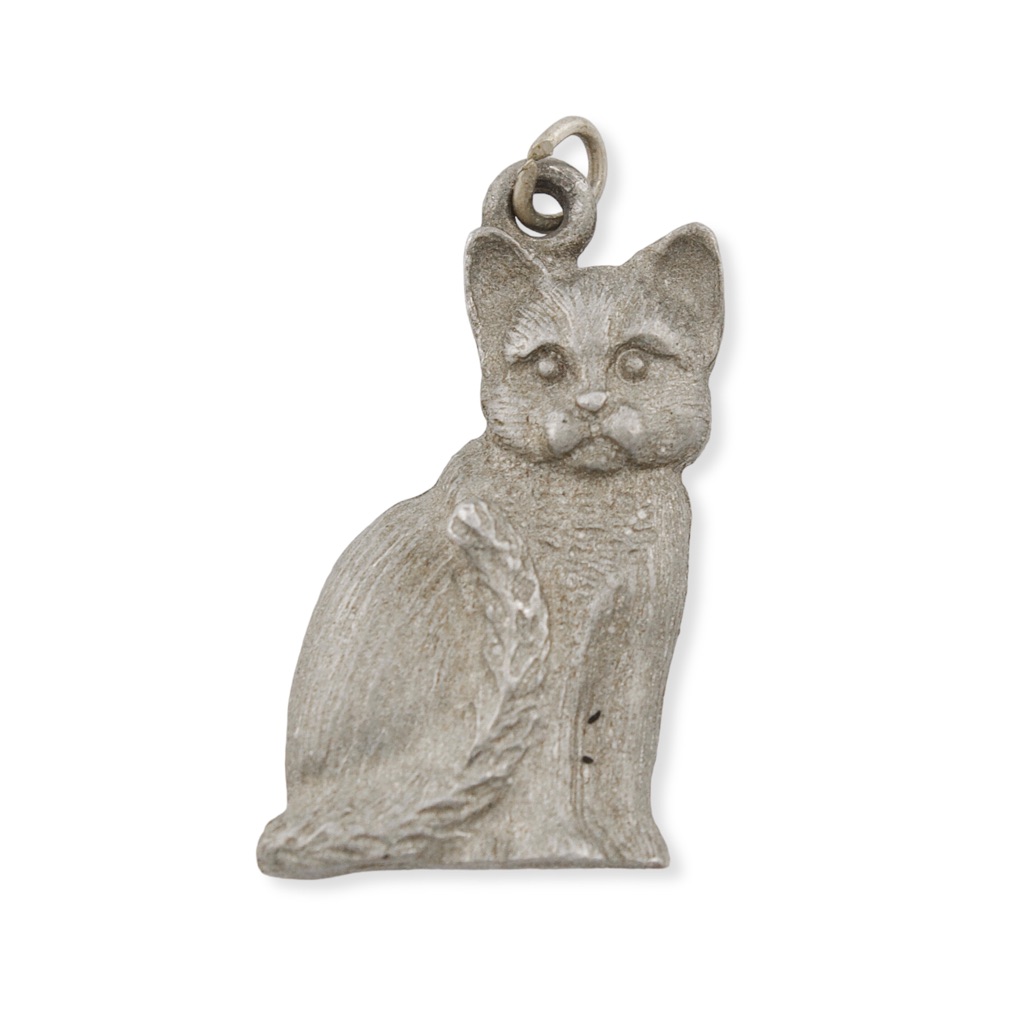 Vintage Spoontiques Pewter Cat Necklace Pendant / Charm